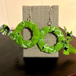Green bandanna earrings